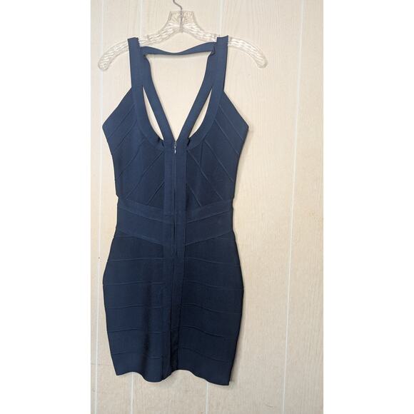 NWT Herve Leger navy blue sexy body con bandage cocktail dress size Medium - Picture 5 of 12